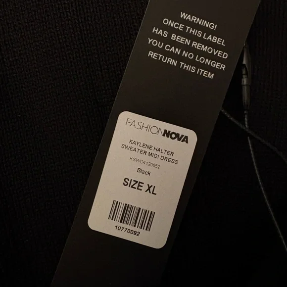 Fashion Nova NWT Women’s Kaylene Halter Sweater Midi Dress - Black - Size XL - Picture 7 of 7